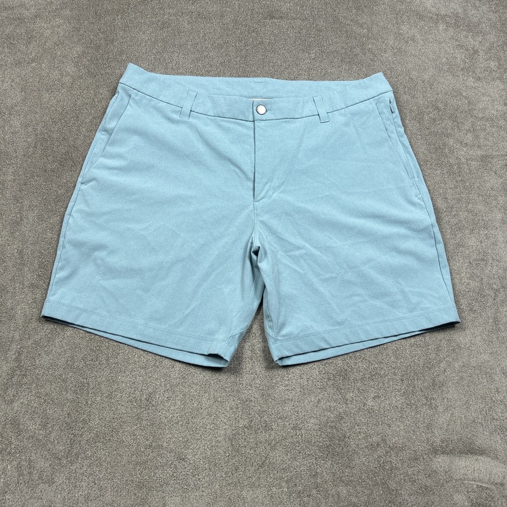 Lululemon Mens Commission Classic-Fit 7" Chino Shorts 36 Blue WovenAir LM7ARWS